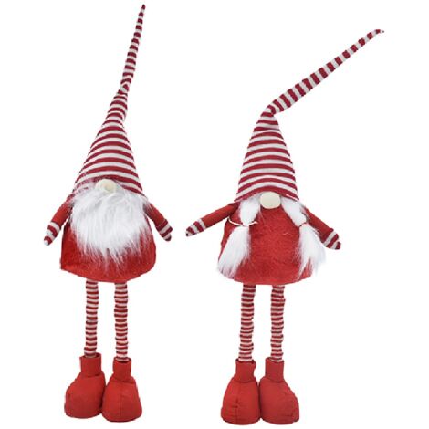 Coppia di Babbo Natale rosso grandi h125 Decorazione Natalizia Elegante Maschio e Femmina