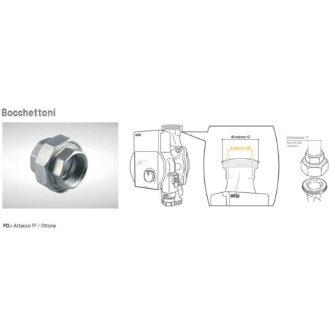 Coppia di bocchettoni ø1"1/2 x 1" FO (DN25) in ottone per circolatori e pompe filettate 2955349