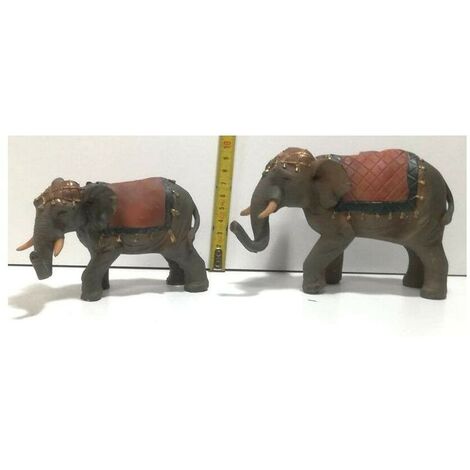 Coppia di elefanti in resina per addobbi natalizi da decorazioni presepe natalizio
