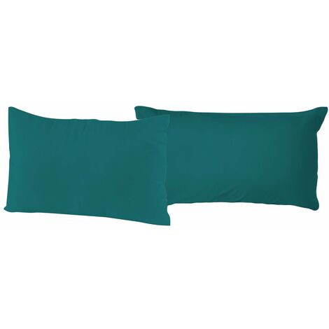Coppia di Federe 52x82 cm in Cotone Tinta Unita Verde Bottiglia