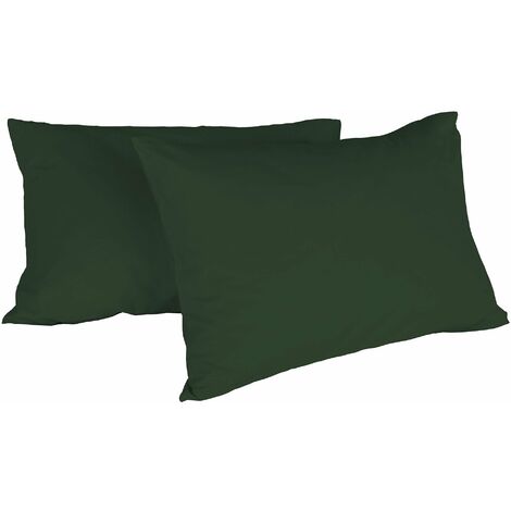Coppia di Federe 52x82 cm in Cotone Tinta Unita Verde Oliva