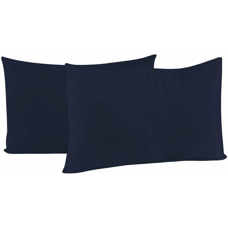 Coppia di Federe 52x82 cm in Microfibra Tinta Unita Blu Scuro