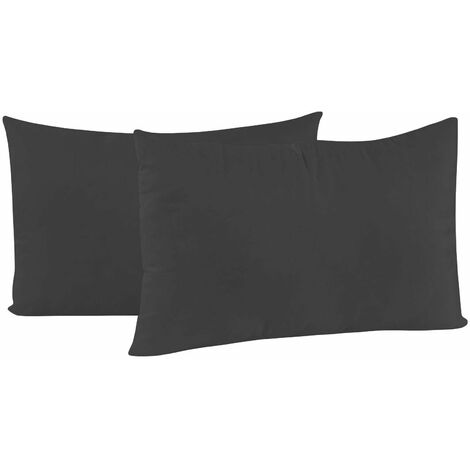 Coppia di Federe 52x82 cm in Microfibra Tinta Unita Grigio Scuro