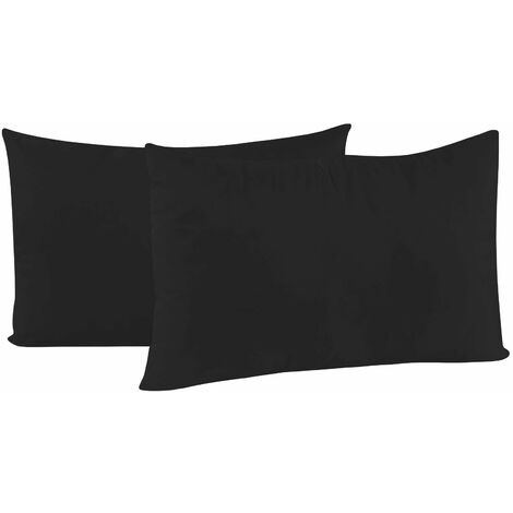 Coppia di Federe 52x82 cm in Microfibra Tinta Unita Nero