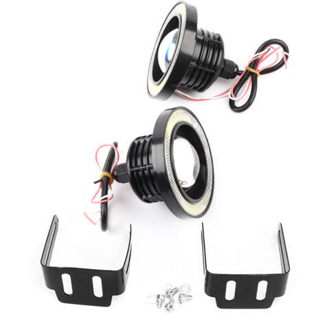 Coppia di fendinebbia a LED da 3,5" con anelli Angel Eyes COB - Universali, bianchi, per auto/SUV/camion