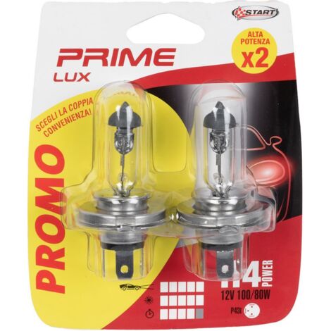 Coppia di lampadine auto alogene H4 12V 100/80W P43t