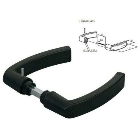 Coppia di maniglie in poliammide nero per quadrato da 8 mm, 54 mm