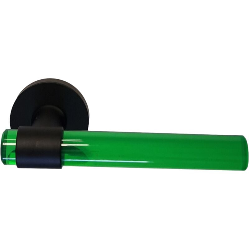 Image of Klose Besser - Coppia di maniglie per porte 'joy' Tubi in cristalina verde Piedini in acciaio inox nero Senza rosette di funzione