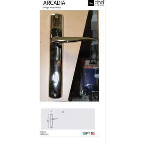 COPPIA DI MANIGLIE SU PLACCA IN OTTONE ARCADIA ART 590