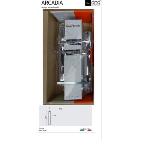 COPPIA DI MANIGLIE SU PLACCA IN OTTONE ARCADIA ART 590 CROMO