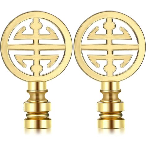 Coppia di paralumi in ottone orientale di ispirazione asiatica, in due pezzi, simbolo di felicità, decorativi per un tavolo, una camera da letto o una casa, color oro