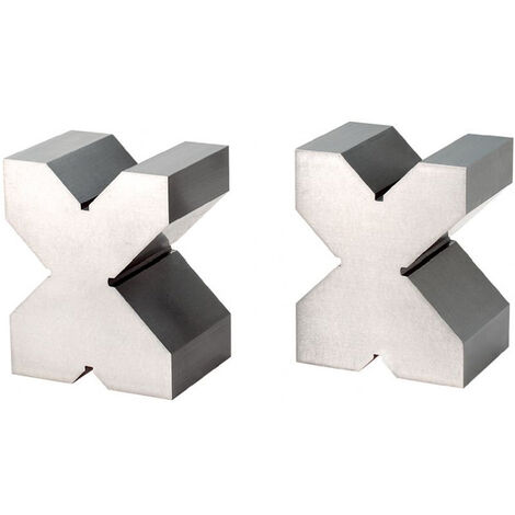 COPPIA DI PRISMI RETTIFICATI ACCIAIO INDEFORMABILE C45 75x75 mm FERVI P200/1