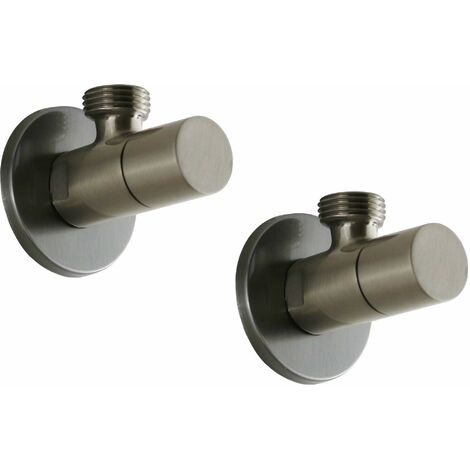 Coppia di rubinetti acciaio spazzolato per collegamento miscelatori modello tondo Sphera Acciaio Spazzolato - Acciaio Spazzolato