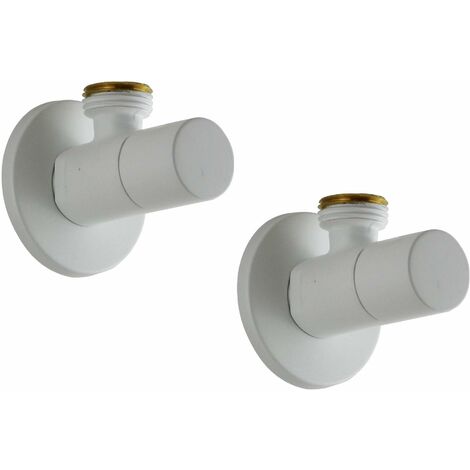 Coppia di rubinetti colore bianco opaco per collegamento miscelatori modello tondo Sphera Bianco opaco - Bianco opaco