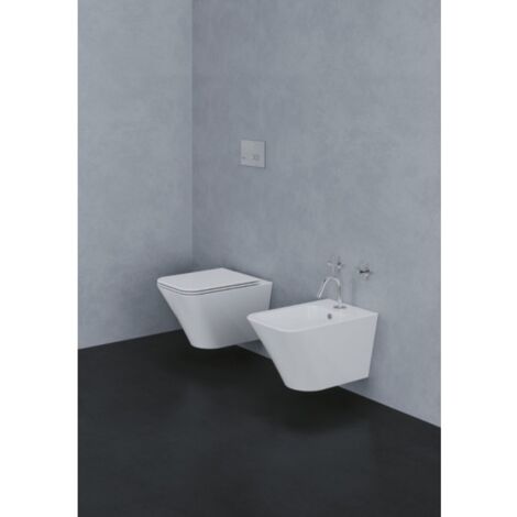 Coppia di sanitari sospesi bianco lucido in ceramica 36x54 cm - Azzurra ceramica Build - Senza copri wc