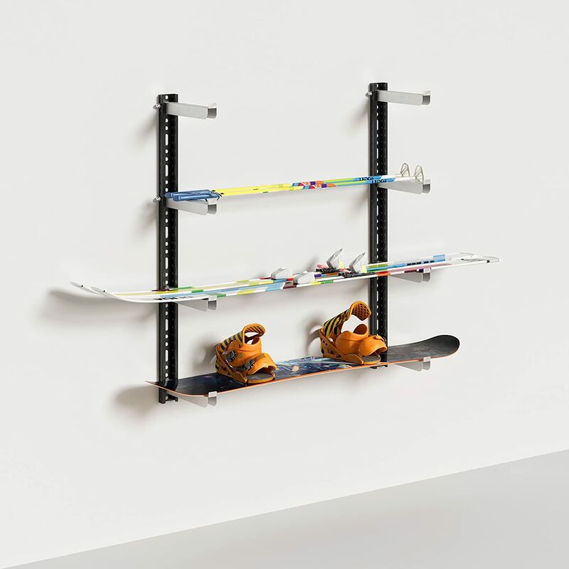Image of Coppia di Staffe per Fissaggio a Muro - Ideali per Sostenere Mensole, Attrezzatura da Giardino, Sci e Tavole da Snowboard - Portata Massima 100 kg