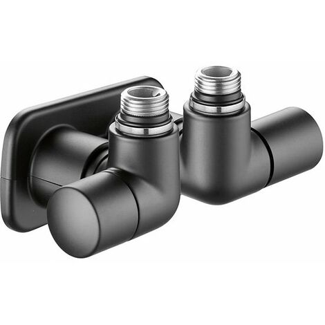 Coppia di valvole a doppia squadra per termoarredi versione destra HIGH-STYLE colore Nero Caleffi 400313  1/2”