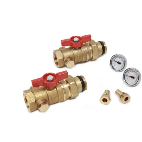 Coppia di valvole a sfera attacchi F-M maniglia a farfalla passaggio standard Giacomini R259DST 1F x 1M