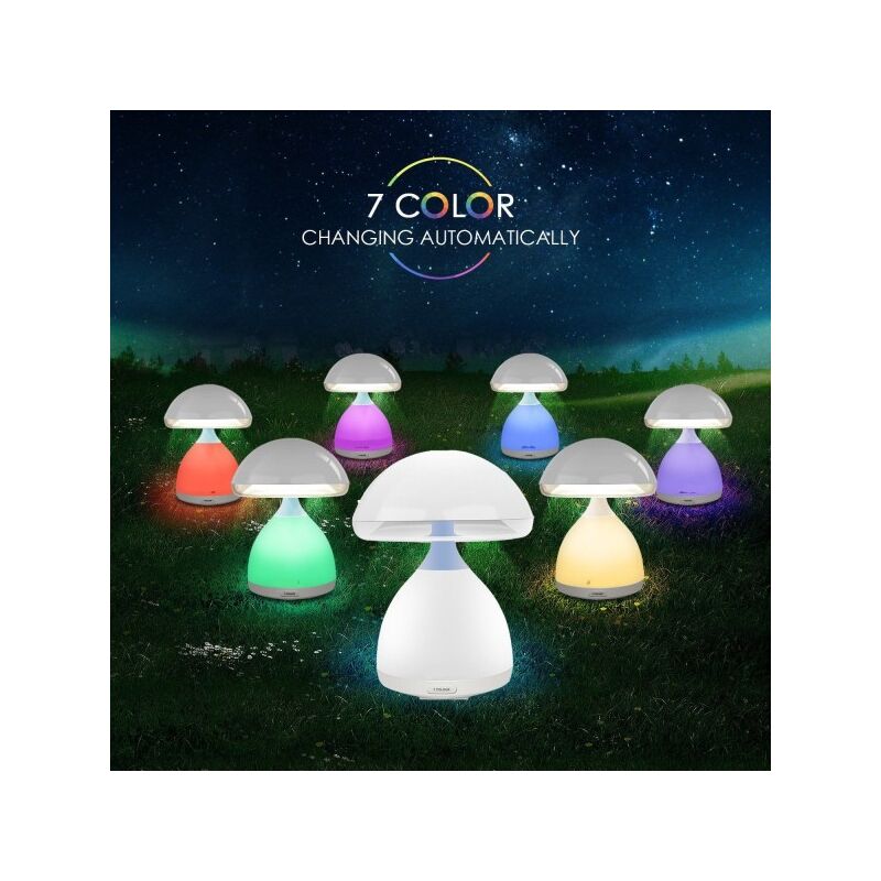 Image of Trade Shop - Lampada Led Rgb a Fungo Colori Cromoterapia Tavolo Comodino 7 Colori Senza Fili