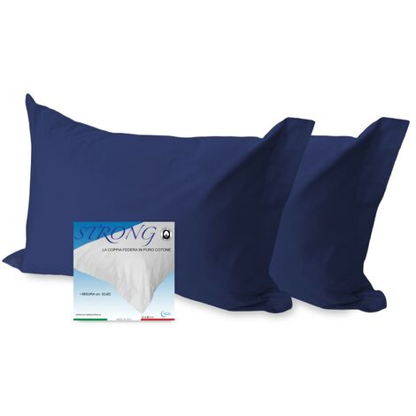 COPPIA federa per GUANCIALE STRONG tinta BLU SCURO cm. 52X82