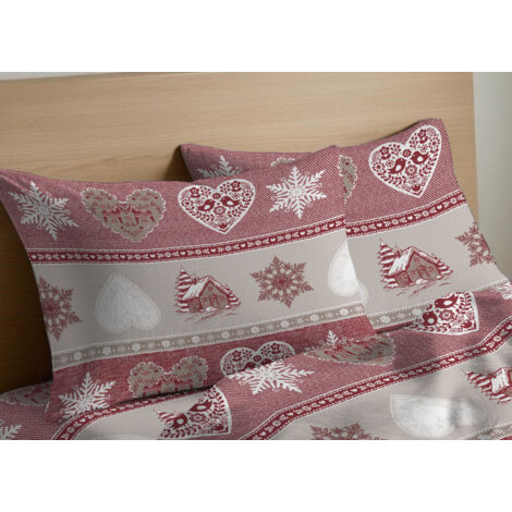 Coppia Federe Cuscino Letto Bottoni Laterali 100% Cotone Disegno Stelvio