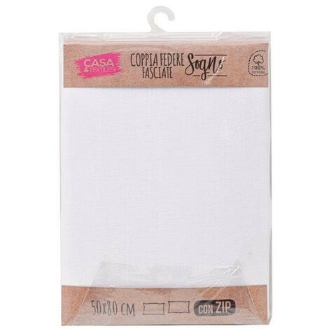 COPPIA FEDERE FASCIATE CON ZIP 50X80CM