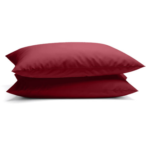 Coppia Federe per Cuscino 50x80 cm in  con Patella – Morbide, Traspiranti,– Tinta Unita, Lavabili  Bordeaux