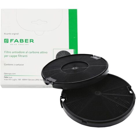 Coppia Filtri Cappa a Carboni Attivi Faber Modello F3, Confezione 2 Pezzi, Dimensioni: Ã˜ 155(mm) H. 16(mm), per Modelli: INCA SMART 112.0067.944