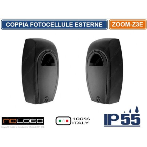 COPPIA FOTOCELLULE INFRAROSSO DA PARETE PORTATA 20M ZOOM-Z3E AUTOMAZIONE CANCELLO DA ESTERNO IP55