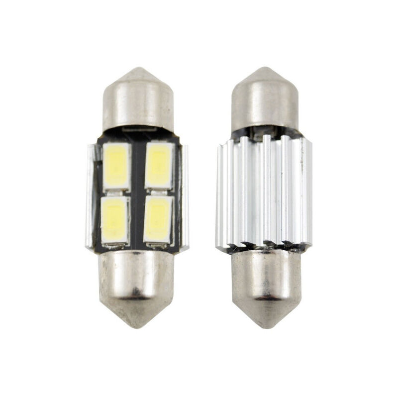 Image of Trade Shop - paar canbus silberne glühbirne 4 led 3MM auto 12V ersatz-innenleuchten für autos -