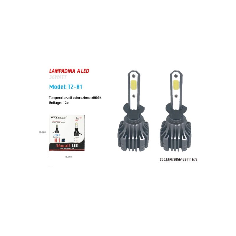 Image of Trade Shop Traesio - Trade Shop - Coppia Lampadine Led H1 Auto Luce Bianca 6000k 10000lm Attacco 36w Maxtech T2-h1