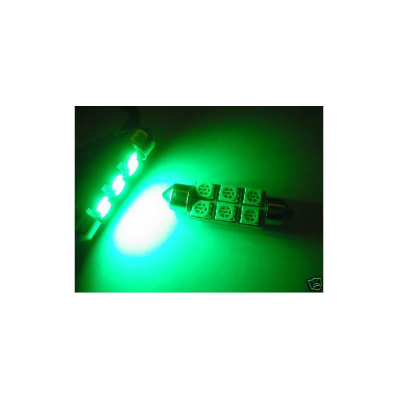 Image of Aftertech - coppia luci targa lampadine 6 led siluro 39mm verde kv