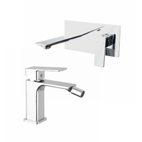 Coppia miscelatori Lavabo ad Incasso, Bidet senza Scarico in Ottone Cromato Mod. Ingrid