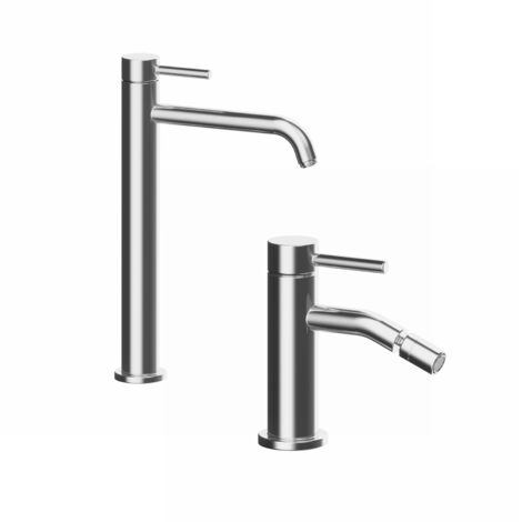 Coppia miscelatori Lavabo Alto, Slim Bidet senza Scarico in Ottone Cromato Mod. Bette