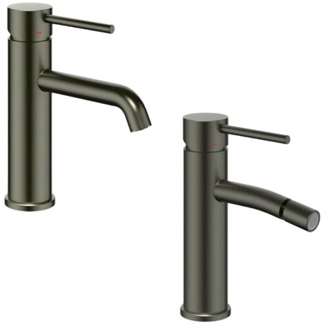 Coppia miscelatori monocomando lavabo bidet bagno serie jazz quickinstall finitura- canna di fucile - confezione 1