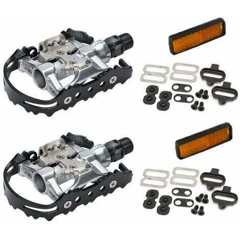 COPPIA PEDALI ATTACCO DOPPIA FUNZIONE FPD SGANCIO RAPIDO CON TACCHETTE SPD MTB BICI Ecovelo