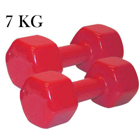 Coppia Pesi Palestra 7kg Manubrio Antiscivolo Esagonale Gommato Allenamento