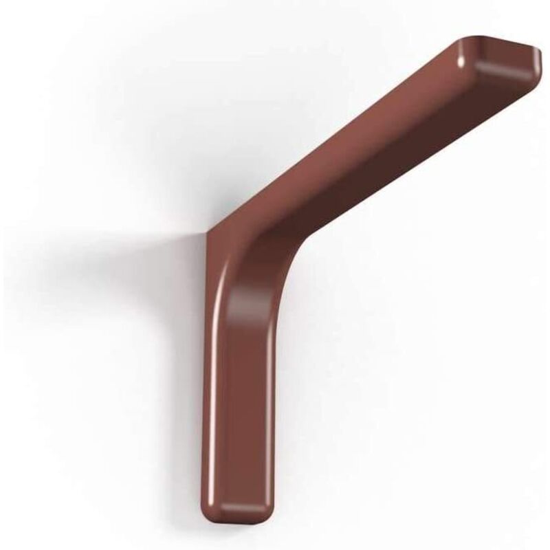 Marca - Confezione 2 staffe di supporto in acciaio zinco cromato con copertura plastificata per fissaggio mensole a parete - 12 cm Brown