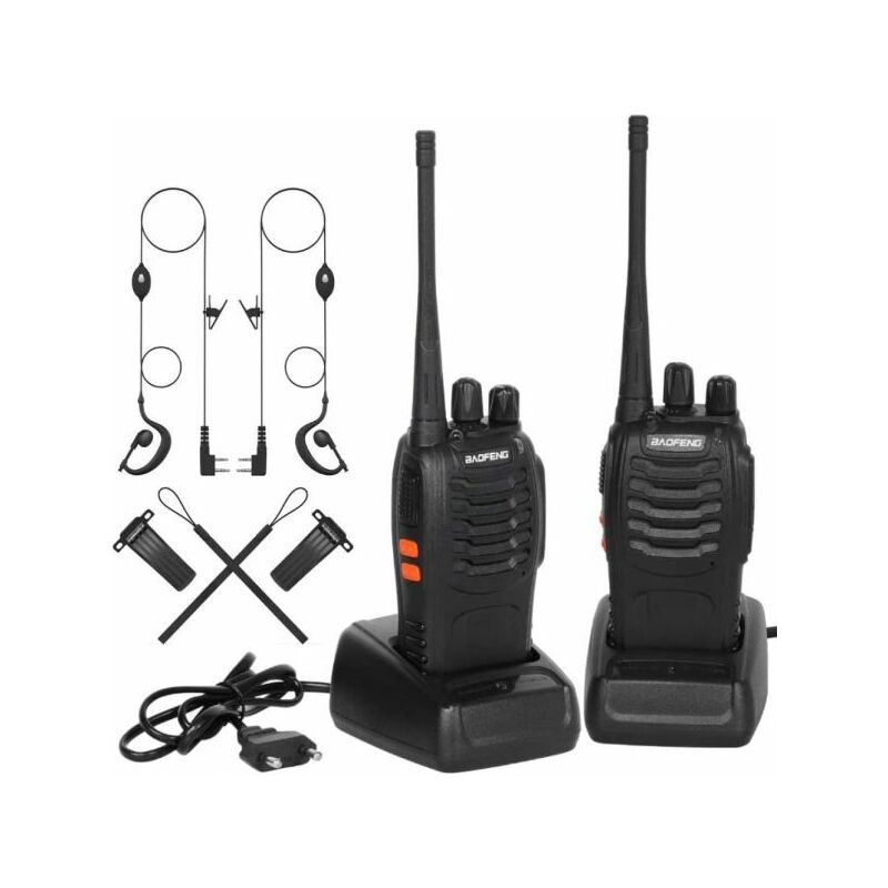 Image of Exsensa - Coppia ricetrasmittente walkie talkie portatile 16 canali 3.7V 400-470Mhz