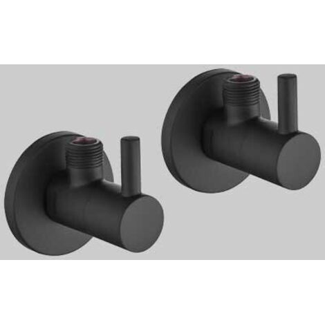 COPPIA RUBINETTI SOTTOLAVABO TONDO NERO - 1/2 x 3/8