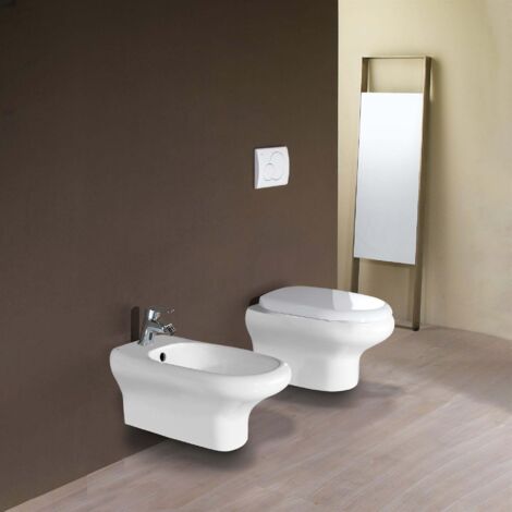 Coppia sanitari sospesi in ceramica serie Compact