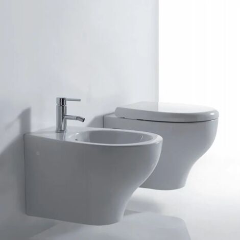 Ceramica Galassia Serie M2.Coppia Sanitari Sospesi Senza Brida Coprivaso Soft Close Incluso Eden Galassia Kitgal72001r