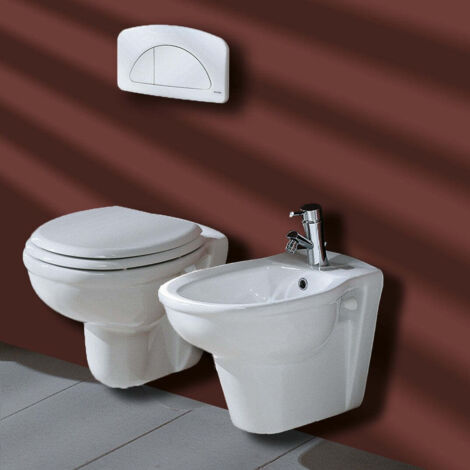 Coppia sanitari tradizionali sospesi in ceramica serie Karla