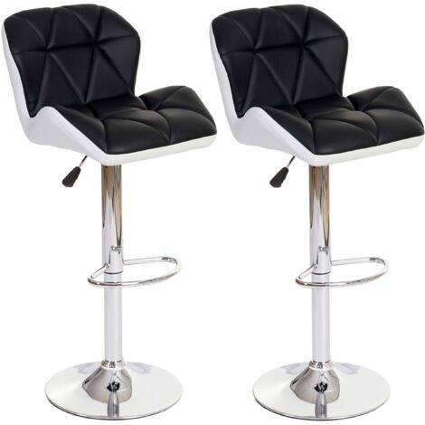 Coppia sgabelli con poggiapiedi HHG-156 acciaio cromato ecopelle nero