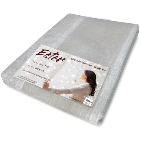 COPPIA TENDINA VETRO ESTER BEIGE larga Cm. 60 COPPIA (2 TELI) CM. 60X150
