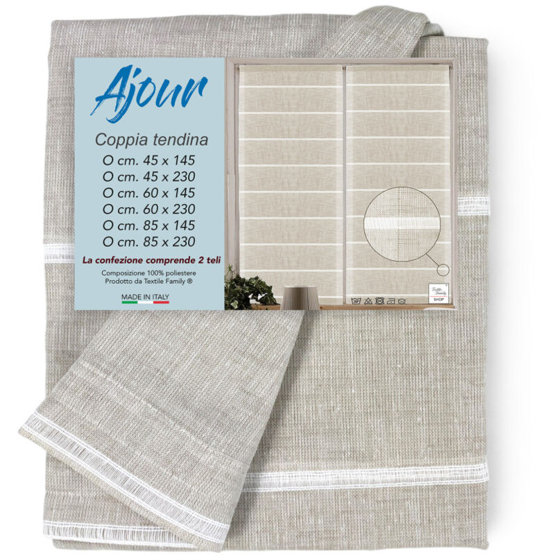 Coppia Tendina Vetro Moderna Larga 45 O 60 O 85 Ajour Beige Coppia ...
