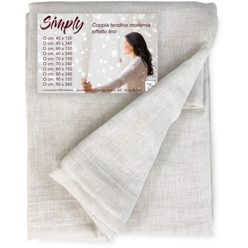 Coppia Tendine Vetro Moderne Simply Beige Tessuto Poliestere Boucl ...