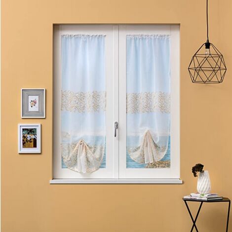 COPPIA TENDINE A vetro per finestra due colori ricamate pronte all'uso EUR  18,90 - PicClick IT