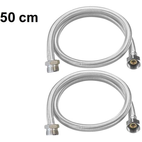 COPPIA TUBO FLESSIBILE 50CM TUBI DI INGRESSO 1/2X1/2 MASCHIO FEMMINA DGO-176
