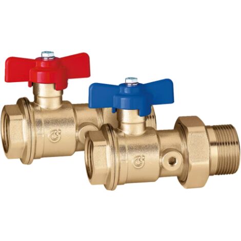 Coppia valvole a sfera attacchi femmina-maschio con bocchettone 1"x1 1/4" Caleffi 391067  1" x 1 1/4"